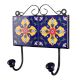 Navy Blue Yellow Floral Tiles Hooks